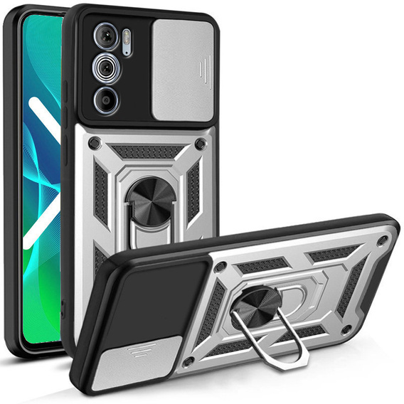Obal na mobil pre Motorola Edge 30 Pro, CamShield Slide, strieborné