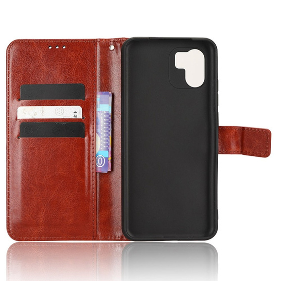 Klapkové puzdro pre Xiaomi Redmi A1 4G / A2 4G, Crazy Horse Wallet, hnedé