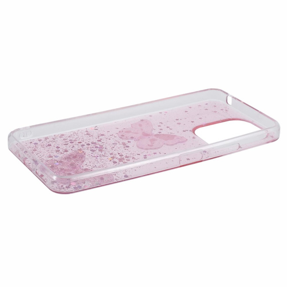 Puzdro pre Xiaomi Redmi 13C / Poco C65, Glitter Butterfly, ružové