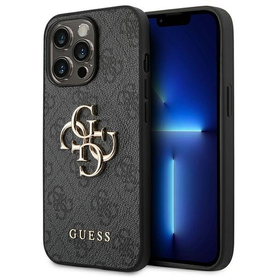 GUESS Obal na mobil pre iPhone 14 Pro, 4G Big Metal Logo, sivé