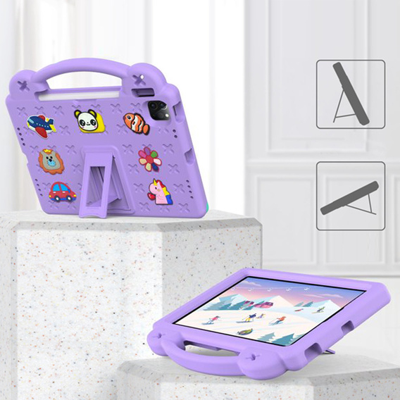 Detské puzdro pre iPad Air 10.9" 2022/2020 (5/4 gen.) / Pro 11" 2022/2021/2020 (4/3/2 gen.), Cute Patterns, so stojanom, fialové