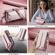 Puzdro CASEME pre Samsung Galaxy S25 FE, RFID Leather Wallet, s popruhom cez rameno, ružové