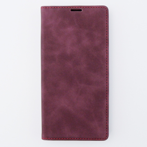 Puzdro pre iPhone 15 Pro Max, ERBORD Vintage, peňaženka s chlopňou, červené