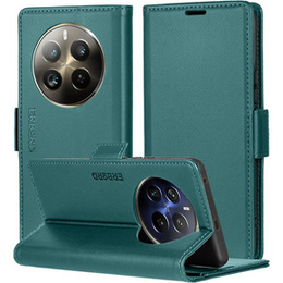 Puzdro pre Realme 12 Pro 5G / 12 Pro+ 5G, ERBORD Glossy Litchi, flipová peňaženka, zelený