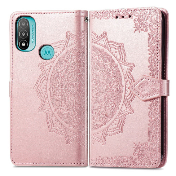 Klapkové puzdro pre Motorola Moto E20/E30/E40, Mandala, ružové rose gold