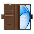 Puzdro pre Oppo A60, ERBORD Glossy Litchi, flipová peňaženka, hnedé