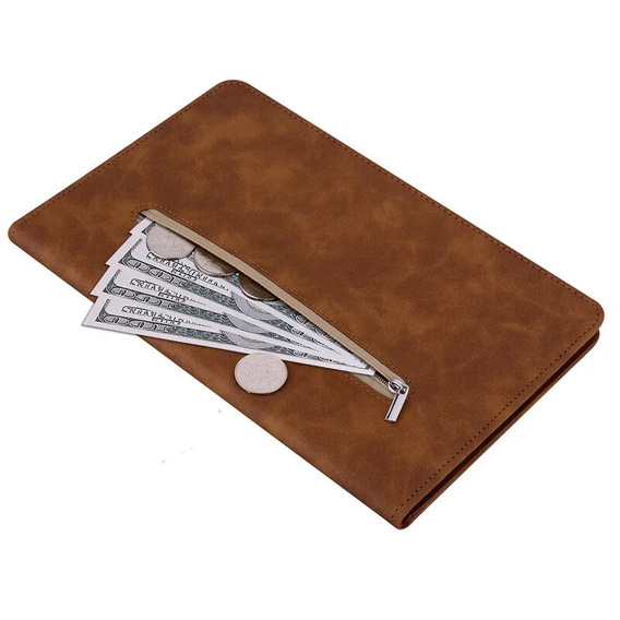 Puzdro pre Samsung Galaxy Tab S10 Lite / S10 FE / S9 FE, Wallet Pen Slot, hnedý
