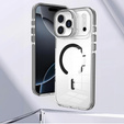Puzdro pre iPhone 17 Pro Max, pre MagSafe, so stojanom, priehľadné s čiernymi vložkami