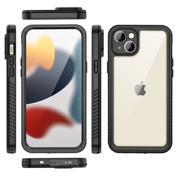 Vodotesné puzdro IP68 pre iPhone 15 Plus, Redpepper, čierne