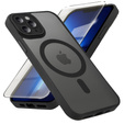 Puzdro pre iPhone 16 Pro Max, pre MagSafe, ERBORD Matt Case, čierny + sklo na displej