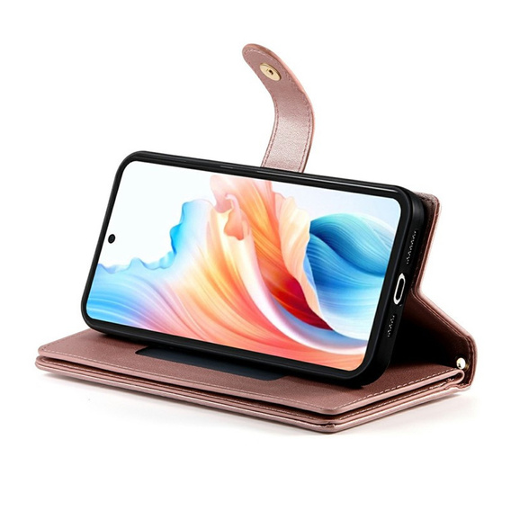 Flipové puzdro so zipsovým vreckom pre Samsung Galaxy A57 5G, ružové