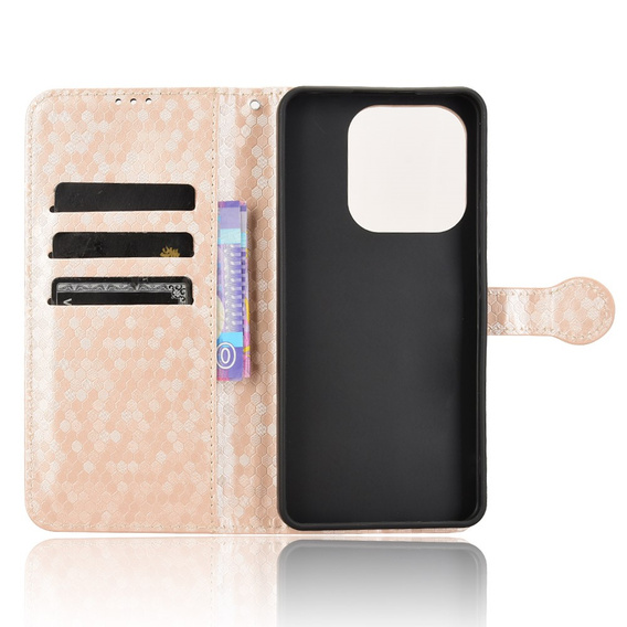 Flipové puzdro pre Xiaomi Redmi Note 14 4G, Wallet Rhombus, ružové