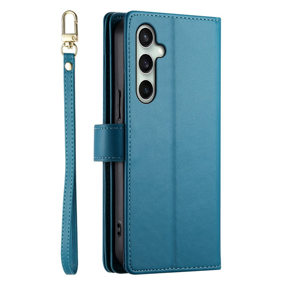Klapkové puzdro pre Samsung Galaxy S24 FE, Wallet Zipper Pocket, modré