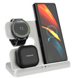 Bezdrôtová indukčná nabíjačka 3 v 1 QI rýchla pre Samsung S25 S24 S23 Galaxy Watch Buds Stanica biela