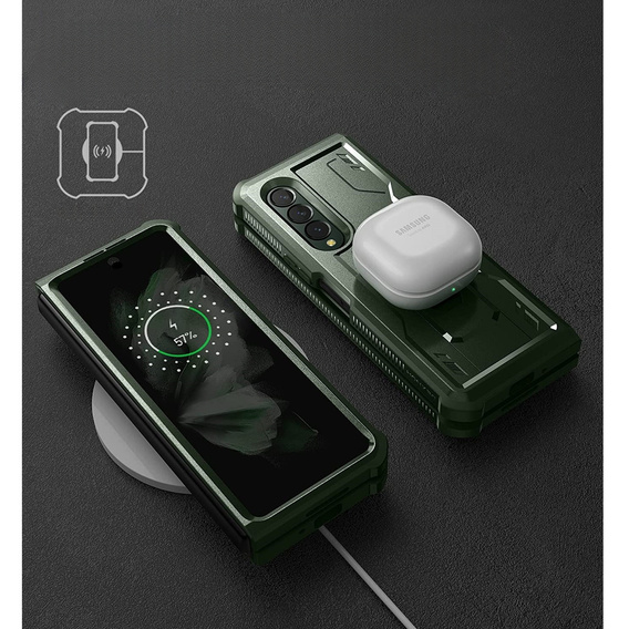 Obrnené puzdro pre Samsung Galaxy Z Fold 3 5G, Dexnor Full Body, zelený