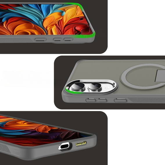 Puzdro pre Samsung Galaxy S25 Edge, Kickstand Matt Case, pre MagSafe, titánovo šedá