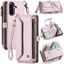 Puzdro CASEME pre Samsung Galaxy A56 5G, RFID Leather Wallet, s popruhom cez rameno, ružové