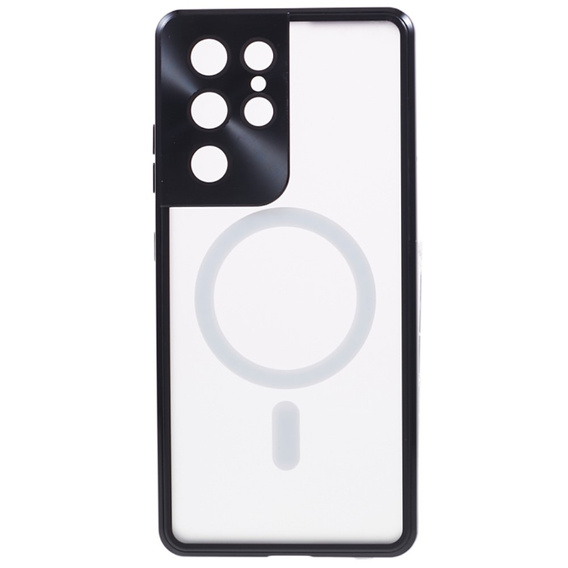 Magnetické puzdro Dual Glass MagSafe pre Samsung Galaxy S21 Ultra, čierne