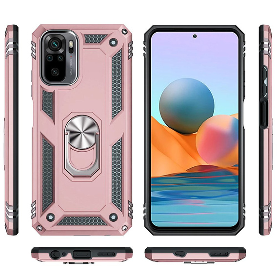 Pancierované obal na mobil pre Xiaomi Redmi Note 10/10S, Nox Case Ring, ružové rose gold