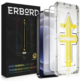 2x tvrdené sklo pre iPhone 12 Mini, ERBORD Easy App Full Screen Protector
