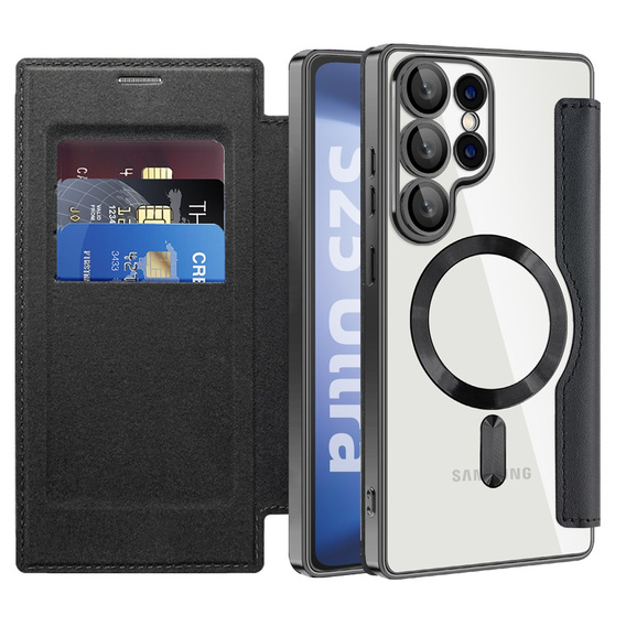 Klapkové puzdro pre Samsung Galaxy S25 Ultra, RFID Wallet MagSafe CamShield, čierne