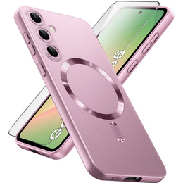 Puzdro pre Samsung Galaxy A56, ColorMag, pre MagSafe, ružové + tvrdené sklo 9H