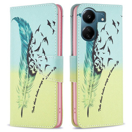 Klapkové puzdro pre Xiaomi Redmi 13C / Poco C65, Wallet, feather, modré