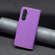 Klapkové puzdro pre Samsung Galaxy A25 5G, Wallet Litchi Leather, fialové + 9H sklo 