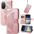 Klapkové puzdro pre Xiaomi Poco F7, Butterfly, ružové rose gold