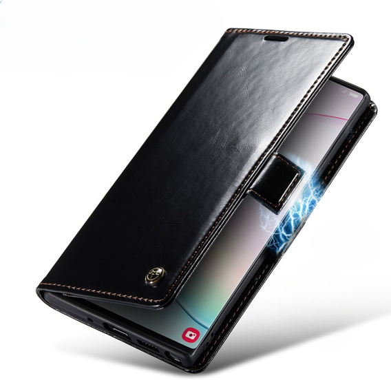CASEME flipové puzdro pre Samsung Galaxy Note 10 Plus, Waxy Textured, čierne