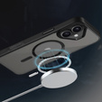Puzdro pre iPhone 16, pre MagSafe, ERBORD Matt Case, transparentné / čierne + sklo na displej
