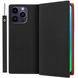 Klapkové puzdro pre iPhone 14 Pro Max, Litchi Skin Grain, čierne