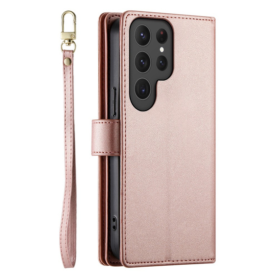 Klapkové puzdro pre Samsung Galaxy S25 Ultra, Wallet Zipper Pocket, ružové