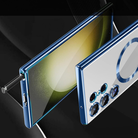 Puzdro pre Samsung Galaxy S24 Ultra, Electro MagSafe, modré+ Plné lepidlo keramické sklo