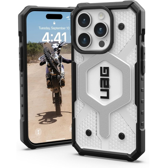 Urban Armor Gear Obal na mobil pre iPhone 15 Pro, Pathfinder MagSafe, transparentné / čierne