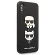 Karl Lagerfeld Obal na mobil pre iPhone X / XS, Saffiano Iconic Karl&Choupette Head, čierne