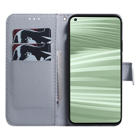 Klapkové puzdro pre Realme C55, Wallet, Cherry blossom, modré