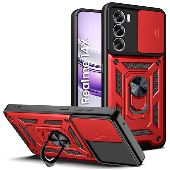 Obal na mobil pre Realme 14X / Realme C75, CamShield Slide, červené