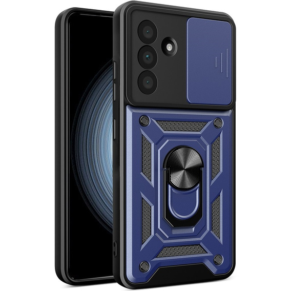 Pancierované puzdro pre Samsung Galaxy A56, CamShield Slide, modré + tvrdené sklo 9H