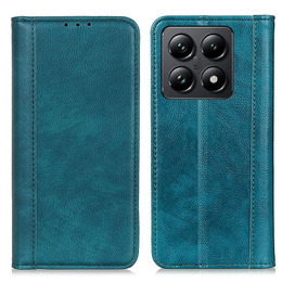 Obal na mobil pre Xiaomi 14T Pro, Wallet Litchi Leather, zelený
