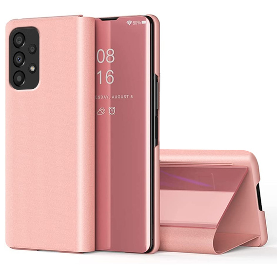 Obal na mobil pre Samsung Galaxy A53 5G, Clear View, ružové rose gold