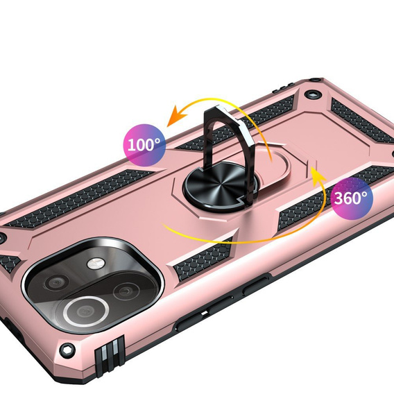 Pancierované obal na mobil pre Xiaomi Mi 11 Lite / Mi 11 Lite 5G / 11 Lite 5G NE, Nox Case Ring, ružové rose gold