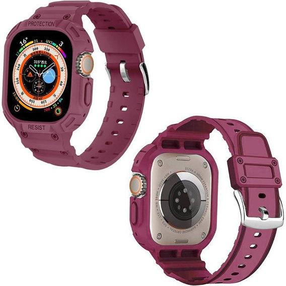 Pasek Silikonowy z Etui do Apple Watch Ultra 49mm, Bordowy