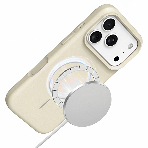 Silikónové puzdro pre iPhone 17 Pro, pre MagSafe, proti nárazom, béžové