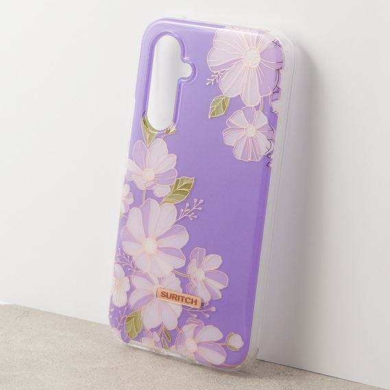 Obal na mobil pre Samsung Galaxy A54 5G, Suritch Full Body Flowers, fialové