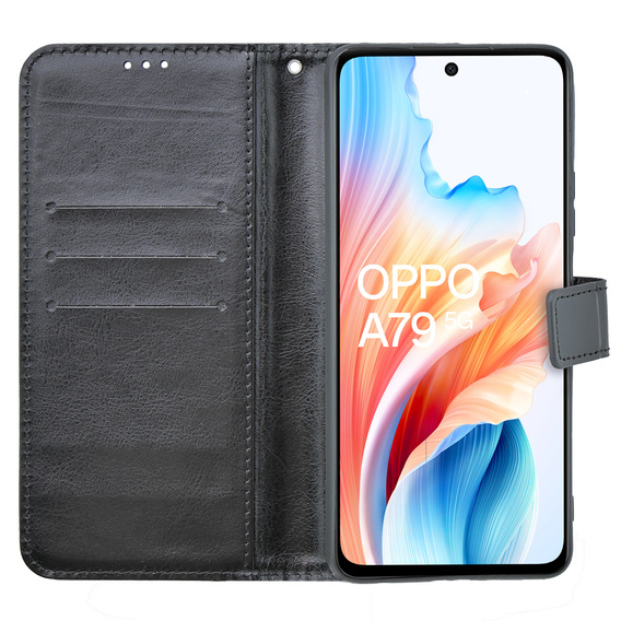Klapkové puzdro pre Oppo A79 5G, Crazy Horse Wallet, čierne