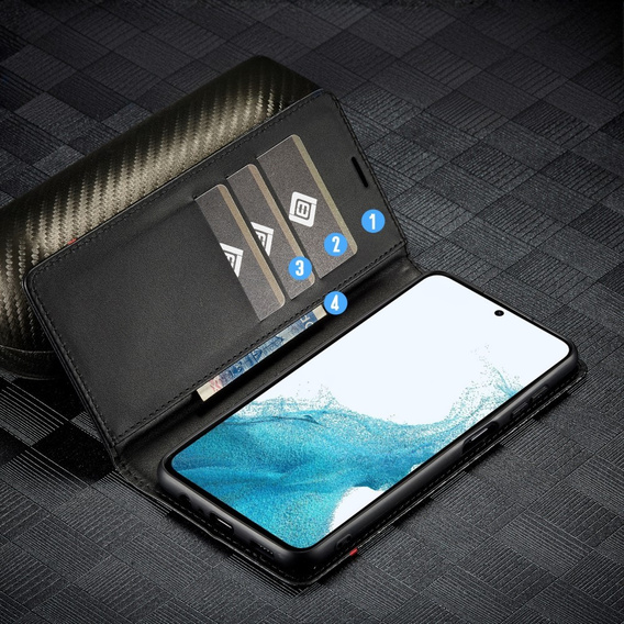 Flipové puzdro pre Samsung Galaxy S25, Carbon LC.IMEEKE, čierne