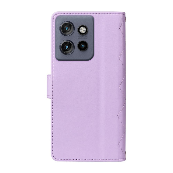 Puzdro s chlopňou pre Motorola Edge 50 Neo / Motorola ThinkPhone 25, Rhombus Crossbody Leather, fialové