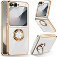 Obal na mobil pre Samsung Galaxy Z Flip7 FE / Z Flip6, Electro Ring, biele
