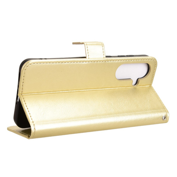 Klapkové puzdro pre Samsung Galaxy A36, Crazy Horse Wallet, zlaté